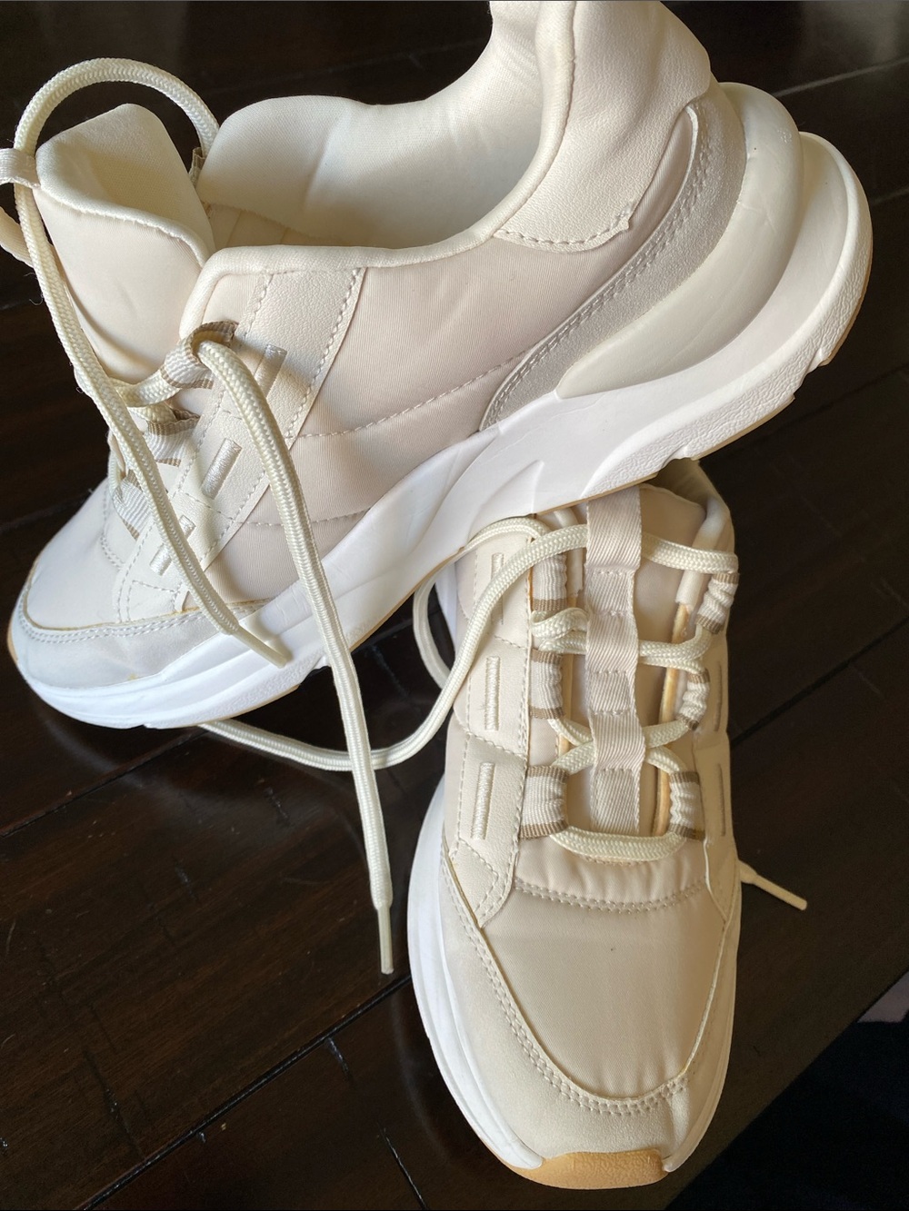 Zara Cream Tan Orange Light Weight Chunky Modern City Sneakers 39 8 / 8.5